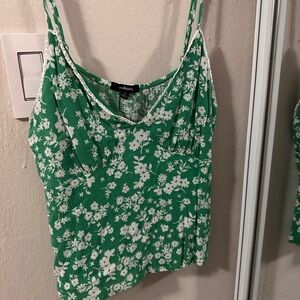 Ambiance Green and White Floral Camisole